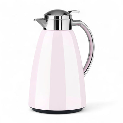 Emsa Campo Thermal Jug 1.0L – Pastel Rose Plastic ABS Vacuum Flask with Glass Liner, 100% Leak-Proof, One-Hand Quick-Tip Operation & Timeless German Design - Damoo