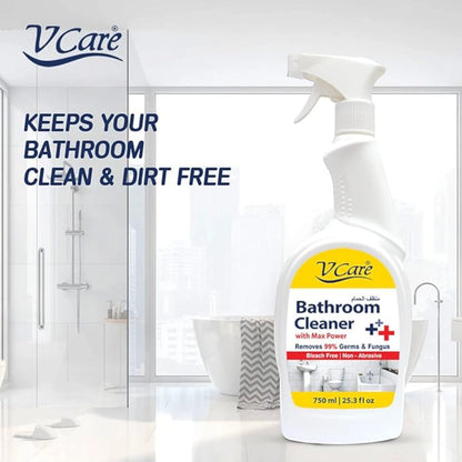 V Care Bathroom Cleaner Trigger Spray – Lime Scent, 750ml (Pack of 2) | Removes 99% of Germs & Fungus | Bleach-Free, Non-Abrasive, Powerful Bathroom Disinfectant