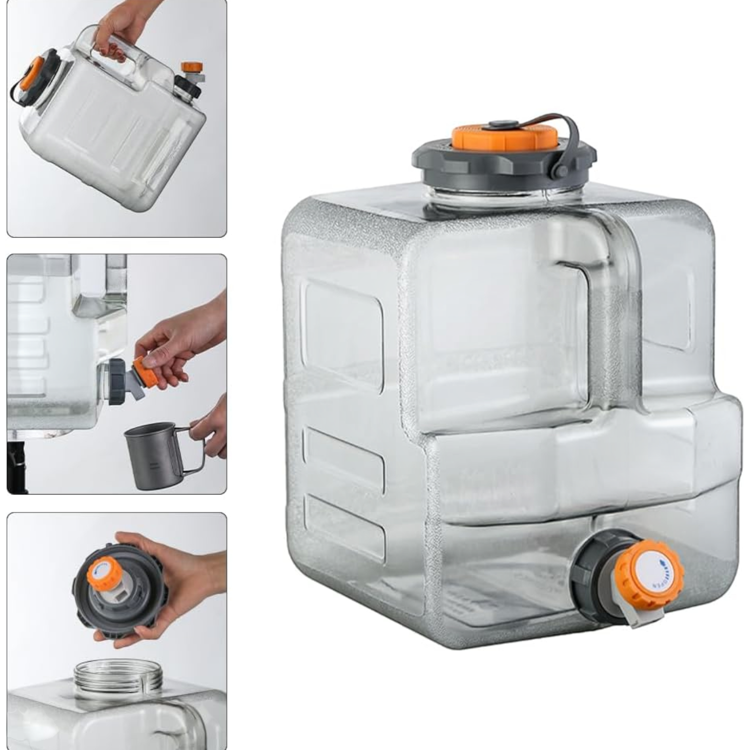 12L Portable Camping Water Jug with Spigot – BPA Free Thickened Water Container, Leak-Proof Storage Tank with Electric Pump Compatibility - Damoo