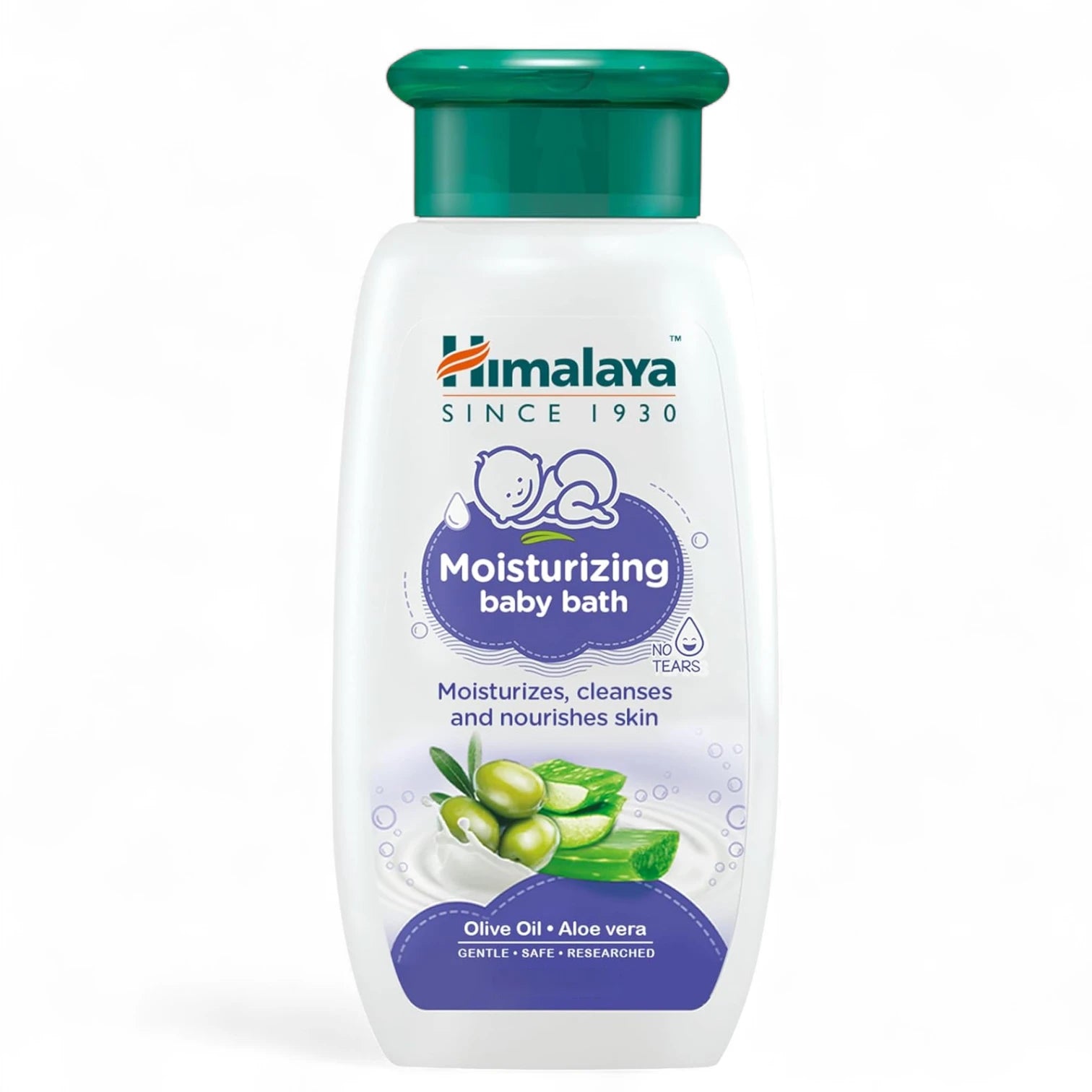 Himalaya No Tears Moisturizing Baby Bath 400ml – Gentle Body Wash with Aloe Vera & Olive Oil | Tear-Free Formula for Newborns & Sensitive Skin | 90.8% Natural Ingredients - Damoo