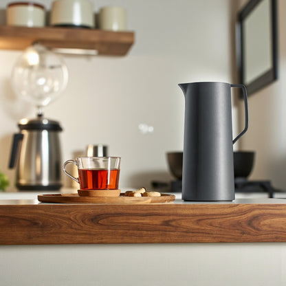 Emsa Motiva Vacuum Jug 1L –  Charcoal | Nordic Design Insulated Flask with Quick-Press Closure – Keeps Drinks Hot for 12 Hours & Cold for 24 Hours | Made in Germany - Damoo