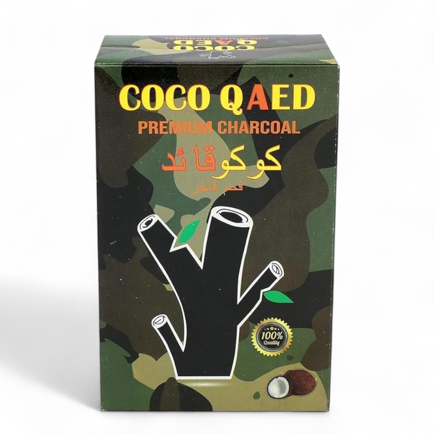 Coco Qaed Natural Coconut Charcoal Briquettes | 1KG (96 Pcs) Premium Shisha Charcoal | Additive-Free Hookah Charcoal from Coconut Shells