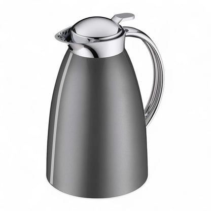 Emsa Campo 1.0L Thermos Flask – Grey ABS Plastic Vacuum Jug with Glass Liner, 100% Leak-Proof, One-Hand Air Control Pouring System, Easy-Clean Lid & German Quality Insulation - Damoo