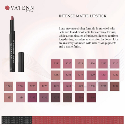 Vatenn Italy Intense Matte Lipstick – Shade 1226 Daffodil  | Long-Lasting, Non-Drying Formula with Vitamin E | Rich Pigment, Velvet Matte Finish - Damoo