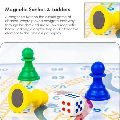 Magnetic Ludo & Snakes and Ladders Board Game Set for Kids & Adults | Classic Family Fun Multiplayer Game | Educational & Travel-Friendly Toy for Age 3+