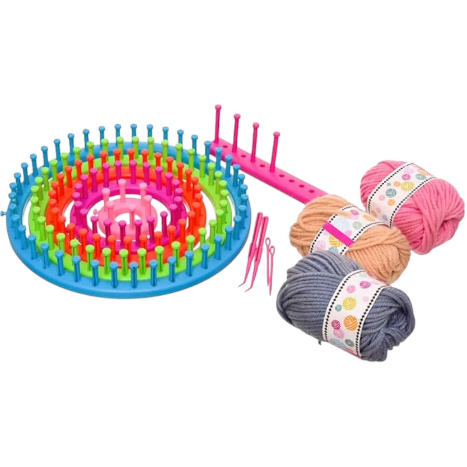 Maayergy Knitting Machine with 6 Colored Yarns – Creative DIY Toy for Kids | Educational Craft Kit for Boys & Girls | Birthday & Christmas Gift for Ages 6+