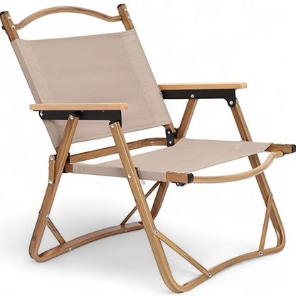 Portable Outdoor Folding Camping Chair – Lightweight Foldable Fishing & Picnic Chair with Wooden Armrests and Storage Bag – Durable Frame, Comfortable Seat for Travel, Hiking, and Outdoor Adventures