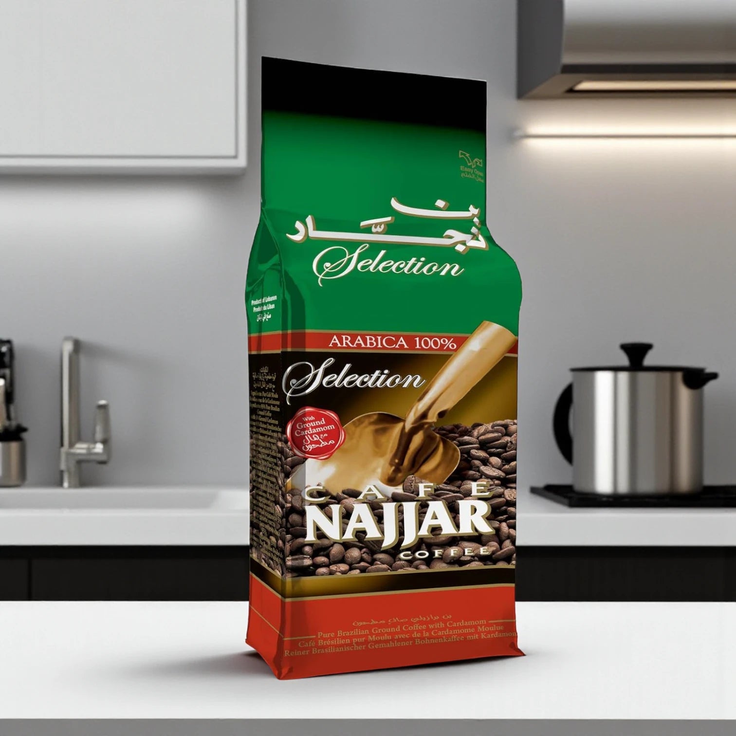 Najjar Selection 100% Arabica Lebanese Coffee with Cardamom – 200g Pack – Authentic Middle Eastern Flavor - Damoo