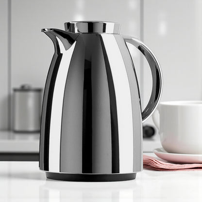 Emsa Screw-Top Vacuum Flask 0.35L – Chrome Stainless Steel Thermos with Glass Liner, Diamond Aroma System, 12H Heat / 24H Cold Retention, Multi-Walled Insulation for Coffee, Tea & Beverages - Damoo