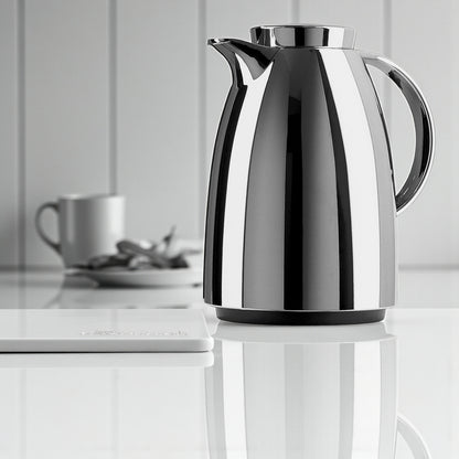 Emsa Screw-Top Vacuum Flask 0.35L – Chrome Stainless Steel Thermos with Glass Liner, Diamond Aroma System, 12H Heat / 24H Cold Retention, Multi-Walled Insulation for Coffee, Tea & Beverages - Damoo