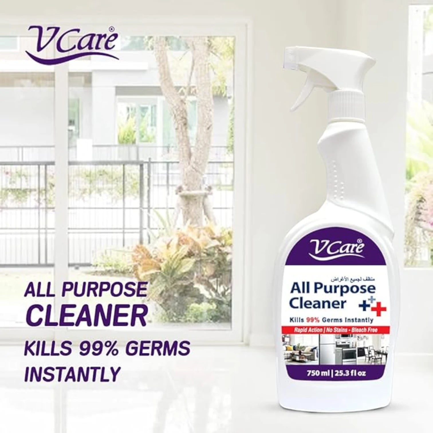 V Care All-Purpose Cleaner Spray – 750ml x 2 Pack | Versatile Multi-Surface Cleaner | Removes Tough Stains, Disinfects & Leaves Fresh Scent