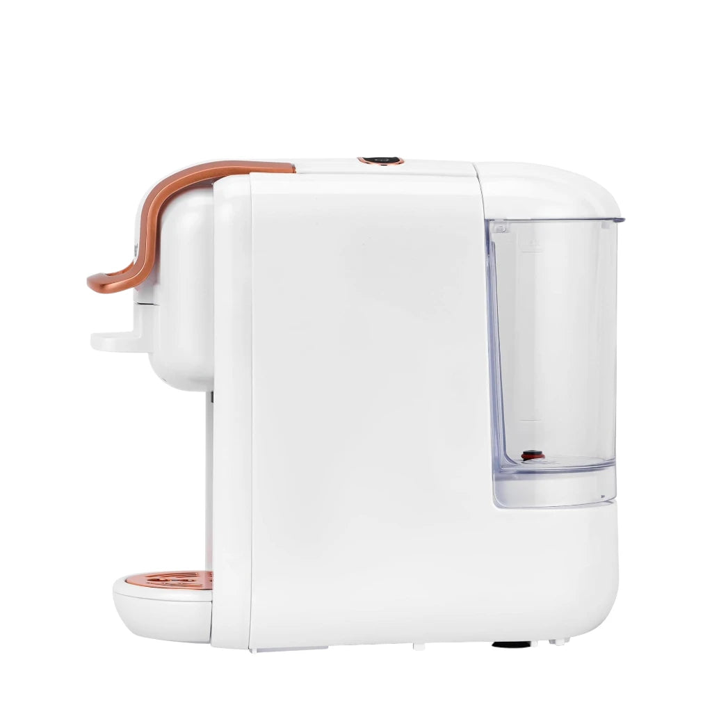 Geepas 4-in-1 Capsule Coffee Machine – 20 Bar Single Serve Espresso Maker with 600ml Water Tank, Compatible with Nespresso, Dolce Gusto, Ground Coffee & Caffitaly – Adjustable Brew Sizes, Auto Clean & Shut-Off – White - Damoo