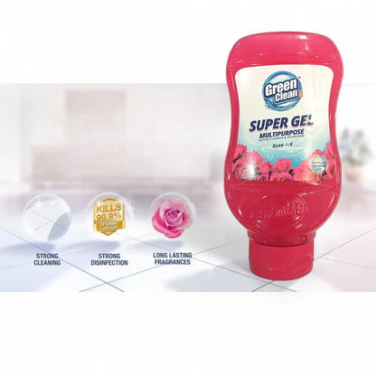 Green Clean Super Gel Multipurpose Cleaner – Rose Scent – Powerful Stain & Grease Remover – Easy Squeeze Bottles – 600g (Pack of 2)