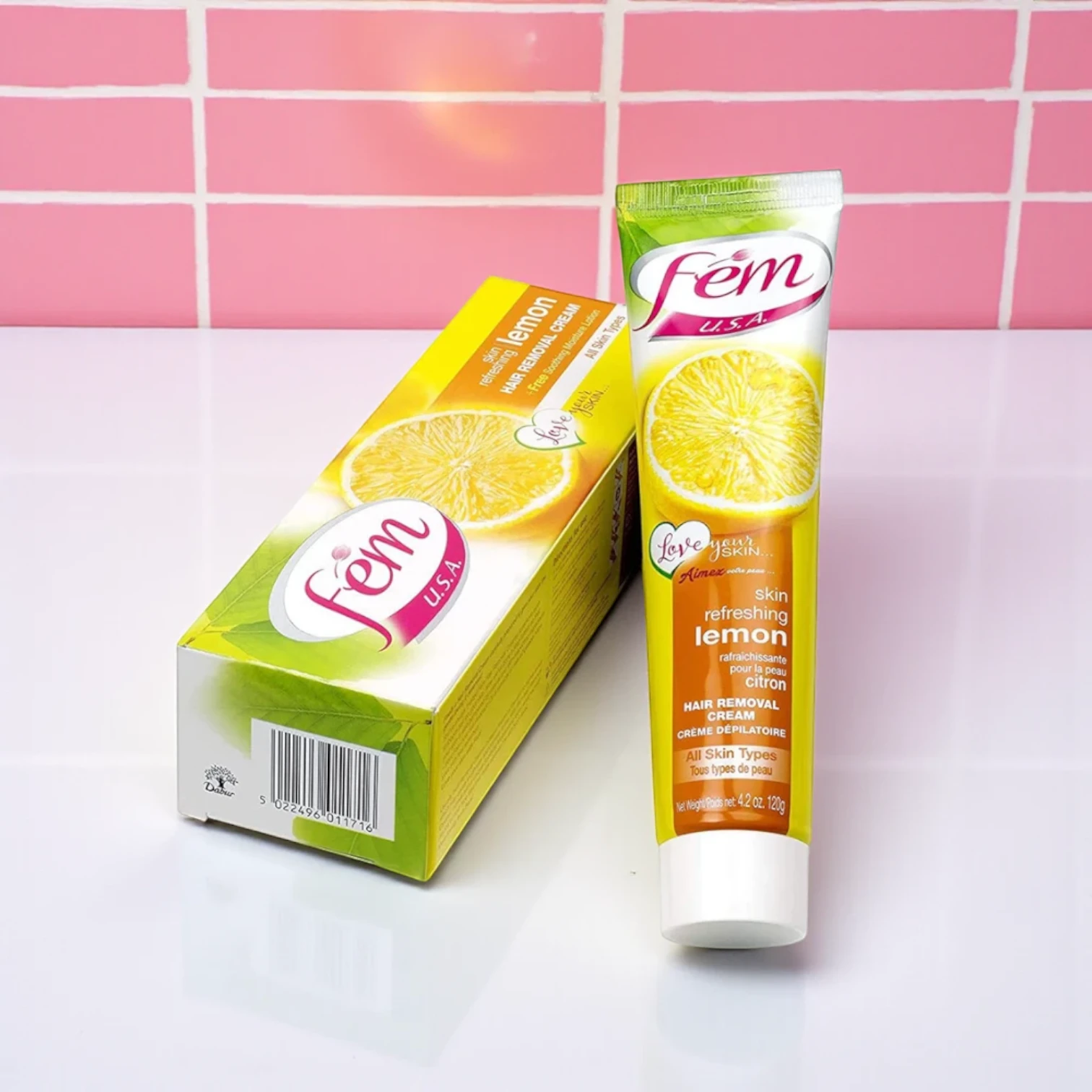 FEM Hair Removal Cream Twin Pack x 120 g – Refreshing Lemon for Smooth, Glowing Skin | With Aftercare pH Balancing Lotion – Fast Results in Minutes - Damoo