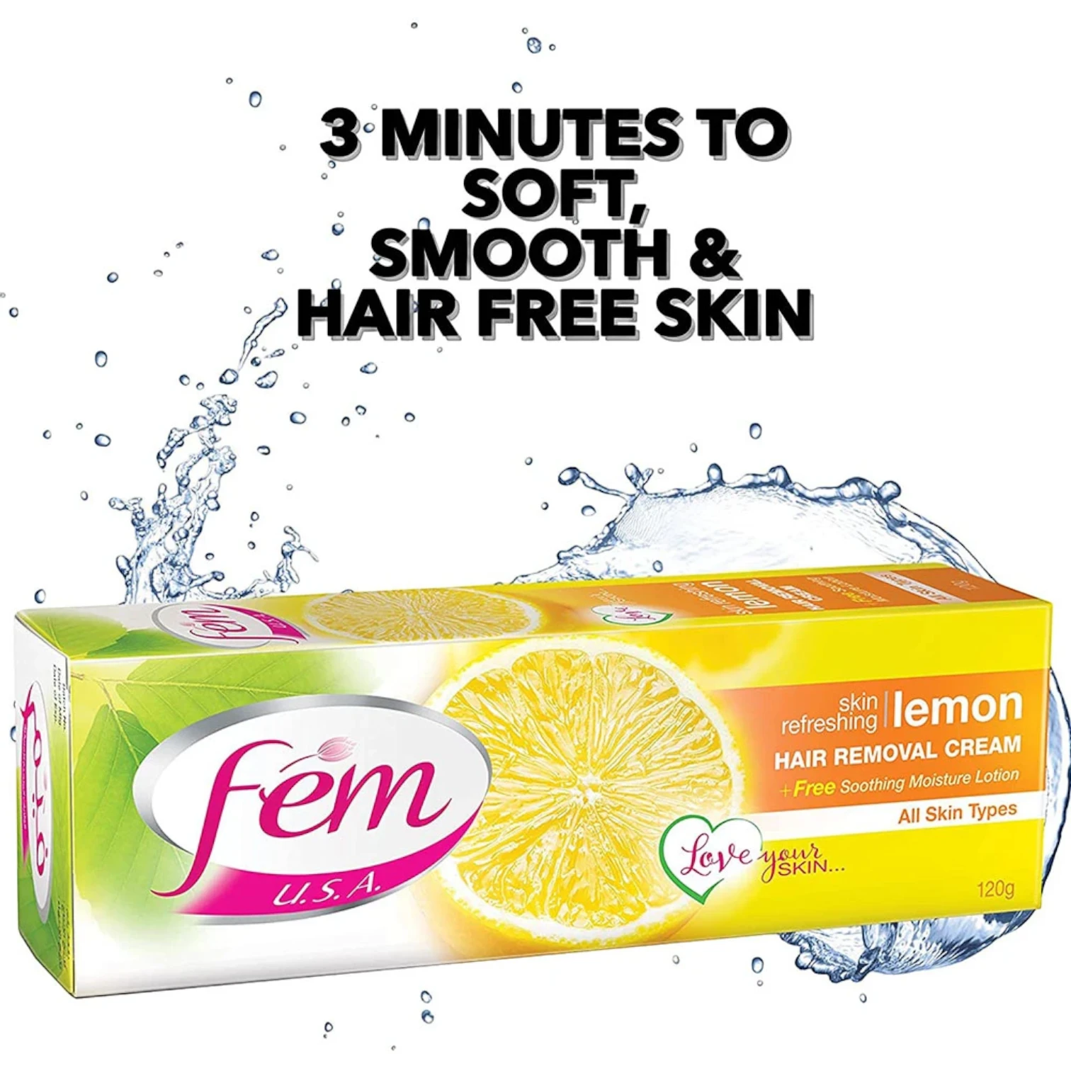 FEM Hair Removal Cream Twin Pack x 120 g – Refreshing Lemon for Smooth, Glowing Skin | With Aftercare pH Balancing Lotion – Fast Results in Minutes - Damoo