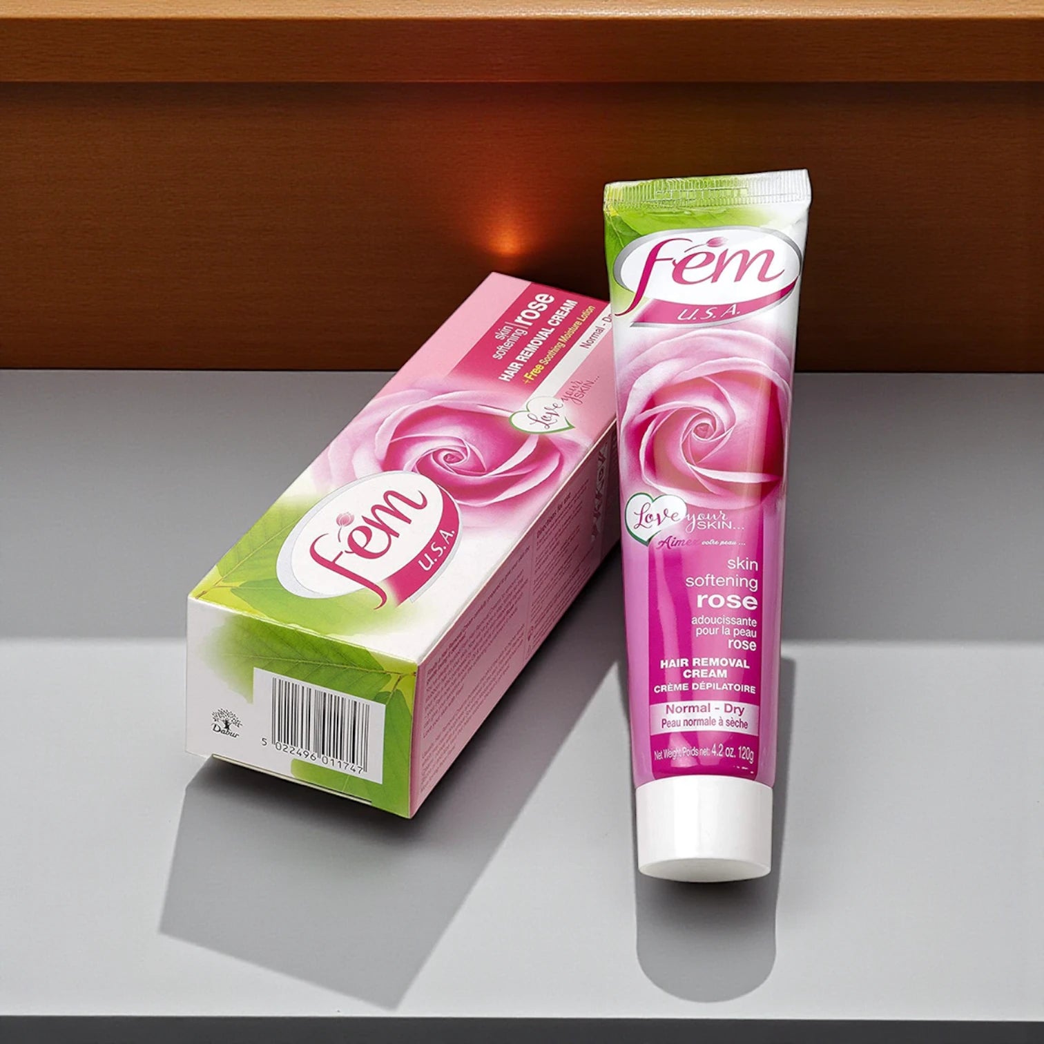 FEM Rose Hair Removal Cream Twin Pack – 2 x 120g | With Rose & Avocado Extracts + pH Balancing Lotion | Smooth & Nourished Skin for All Types - Damoo