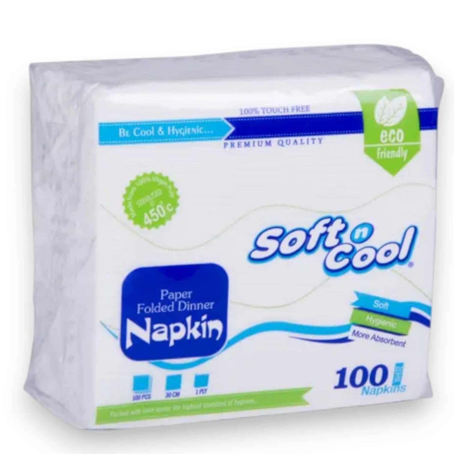 Soft n Cool Paper Napkins – 100 Count | Eco-Friendly, Hygienic & Highly Absorbent Dinner Tissue for Home, Office & Events - Damoo