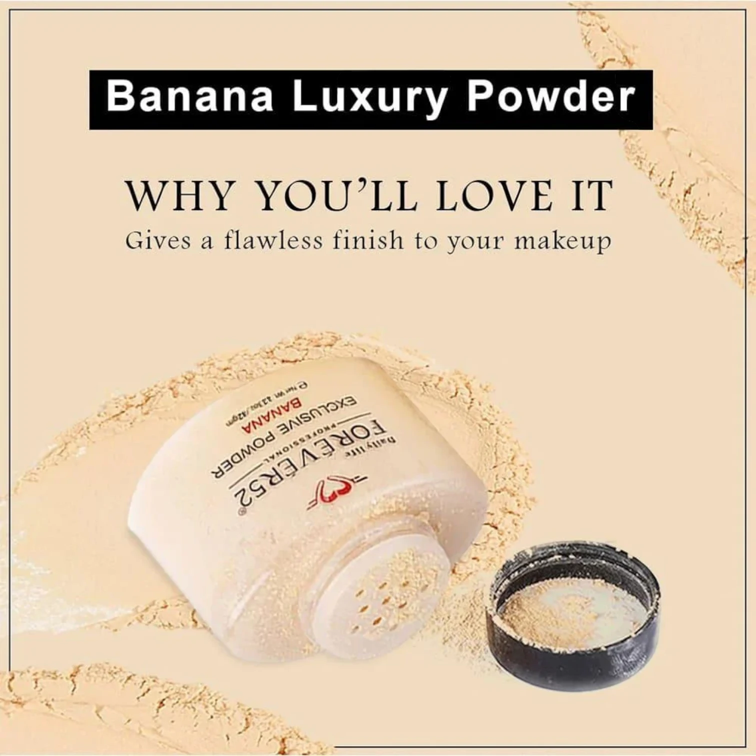 Forever52 Exclusive Banana Powder – FBE001, 42g | Lightweight Finely Milled Setting Powder, Brightens & Corrects Redness, Oil-Control Matte Finish, Long-Lasting Makeup Hold - Damoo