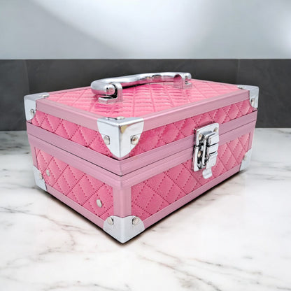 Premium Aluminum Jewelry Storage Box with Mirror & Removable Velvet Organizer – Compact Makeup & Accessories Case (H14cm x W13cm x L18cm) - Damoo
