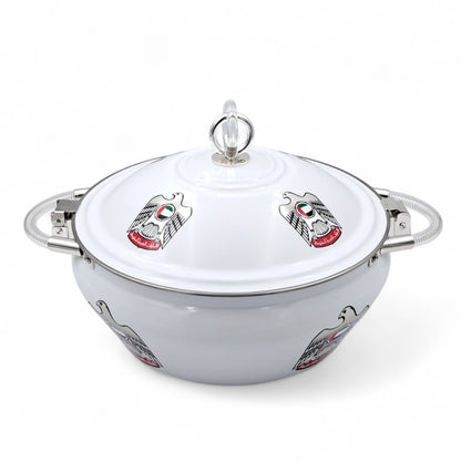 Ansa UAE National Emblem Hotpot 6 Liter – Premium Stainless Steel Double-Wall Insulated Casserole with Locking Lid & Handles – Elegant Food Warmer for Home & Events - Damoo