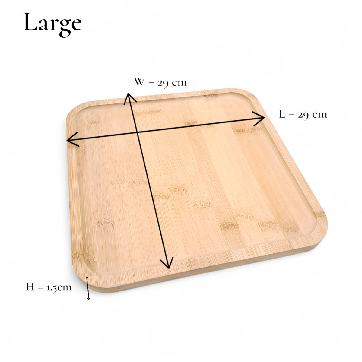 Premium Natural Bamboo Serving Tray Set – 3-Piece Square Wooden Platters for Coffee, Snacks & Home Décor - Damoo
