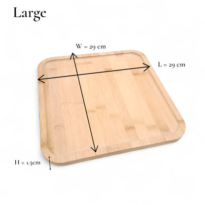 Premium Natural Bamboo Serving Tray Set – 3-Piece Square Wooden Platters for Coffee, Snacks & Home Décor - Damoo