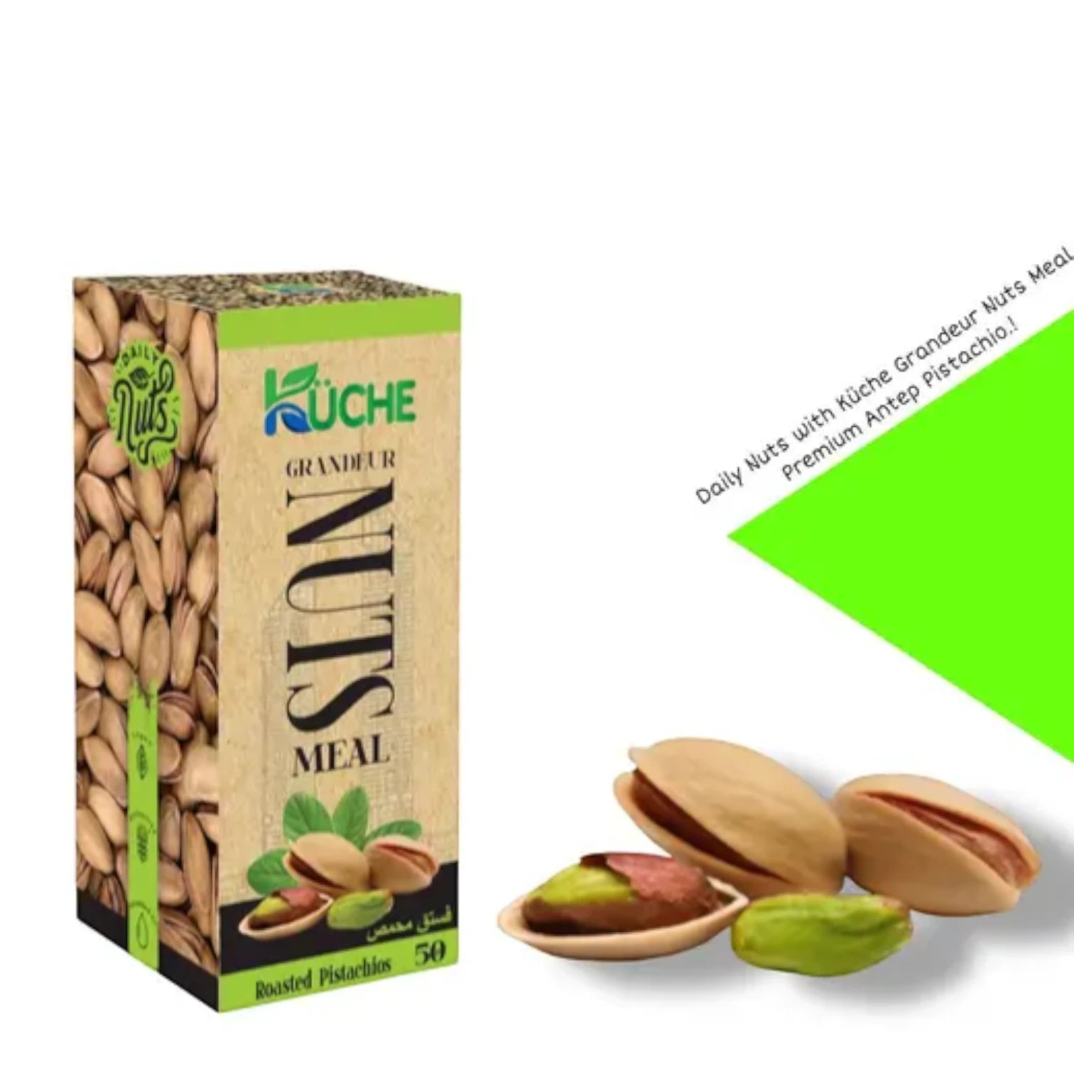 Kuche Grandeur Pistachios – 50g Pack | Premium Roasted Nuts | Crunchy & Lightly Salted Snack | Healthy On-the-Go Treat - Damoo