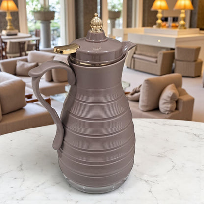 GERMAX Original Luxury Vacuum Flask 1L – Arabic Coffee & Tea Thermos | Elegant Gold Lid & Handle | 12H Hot / 24H Cold | Premium Glass Liner | Made in China - Damoo