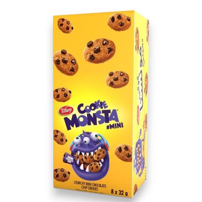 Tiffany Cookie Monsta Mini Crunchy Chocolate Chip Cookies Multipack – 8 x 32g Snack Packs for Kids & Families - Damoo