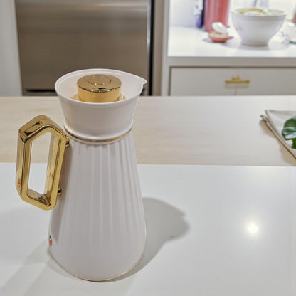 Germax Vacuum Flask Set – Soft white & Gold| Elegant Dual Flask Set for Coffee & Tea 1.0L | Premium Insulated Design for Long-Lasting Heat Retention - Damoo