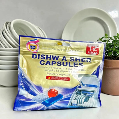 Franck Dishwasher Capsules, Automatic Dishwashing Detergent Pods for Sparkling Clean Dishes, Grease Removal Formula, 12 Pieces - Damoo