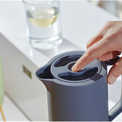 Emsa Motiva Vacuum Jug 1L –  Northern Blue | Nordic Design Insulated Flask with Quick-Press Closure – Keeps Drinks Hot for 12 Hours & Cold for 24 Hours | Made in Germany - Damoo