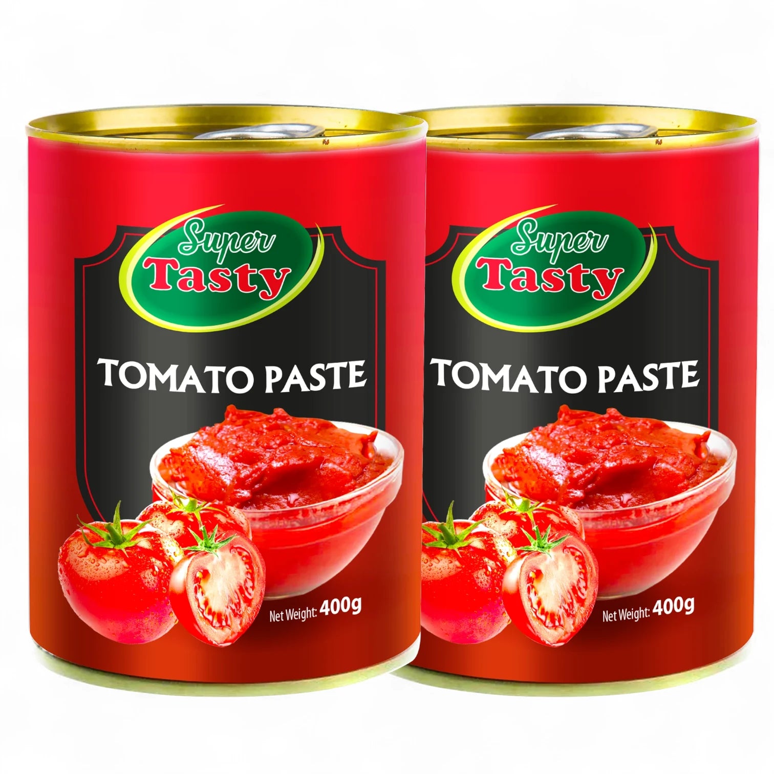 Super Tasty Tomato Paste Easy Open Cans 400g x 2 | Rich Flavor | 100% Natural | No Preservatives | Multipack - Damoo