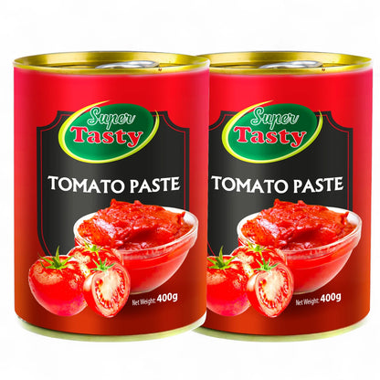 Super Tasty Tomato Paste Easy Open Cans 400g x 2 | Rich Flavor | 100% Natural | No Preservatives | Multipack - Damoo