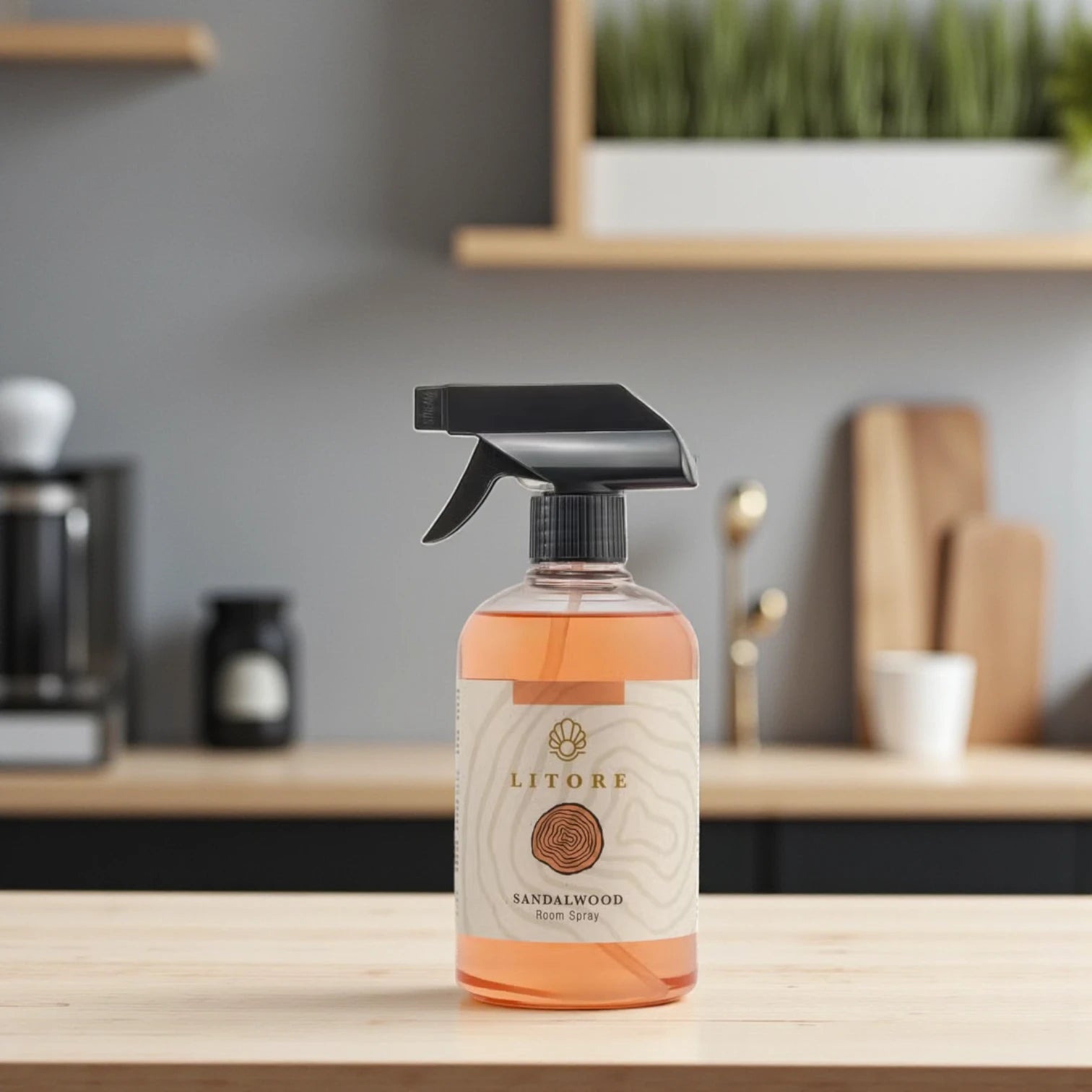 Litore Sandalwood Home Spray 500ml – Long-Lasting Air Freshener for Home & Office | Eliminates Odors, Soothing Woody Aroma - Damoo