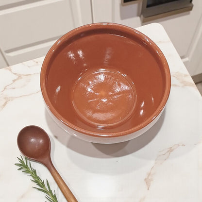 Traditional Brown Clay Bowl – Classic Ceramic Serving Bowl for Hot & Cold Dishes | Rustic Terracotta Design for Kitchen & Table Décor - Damoo