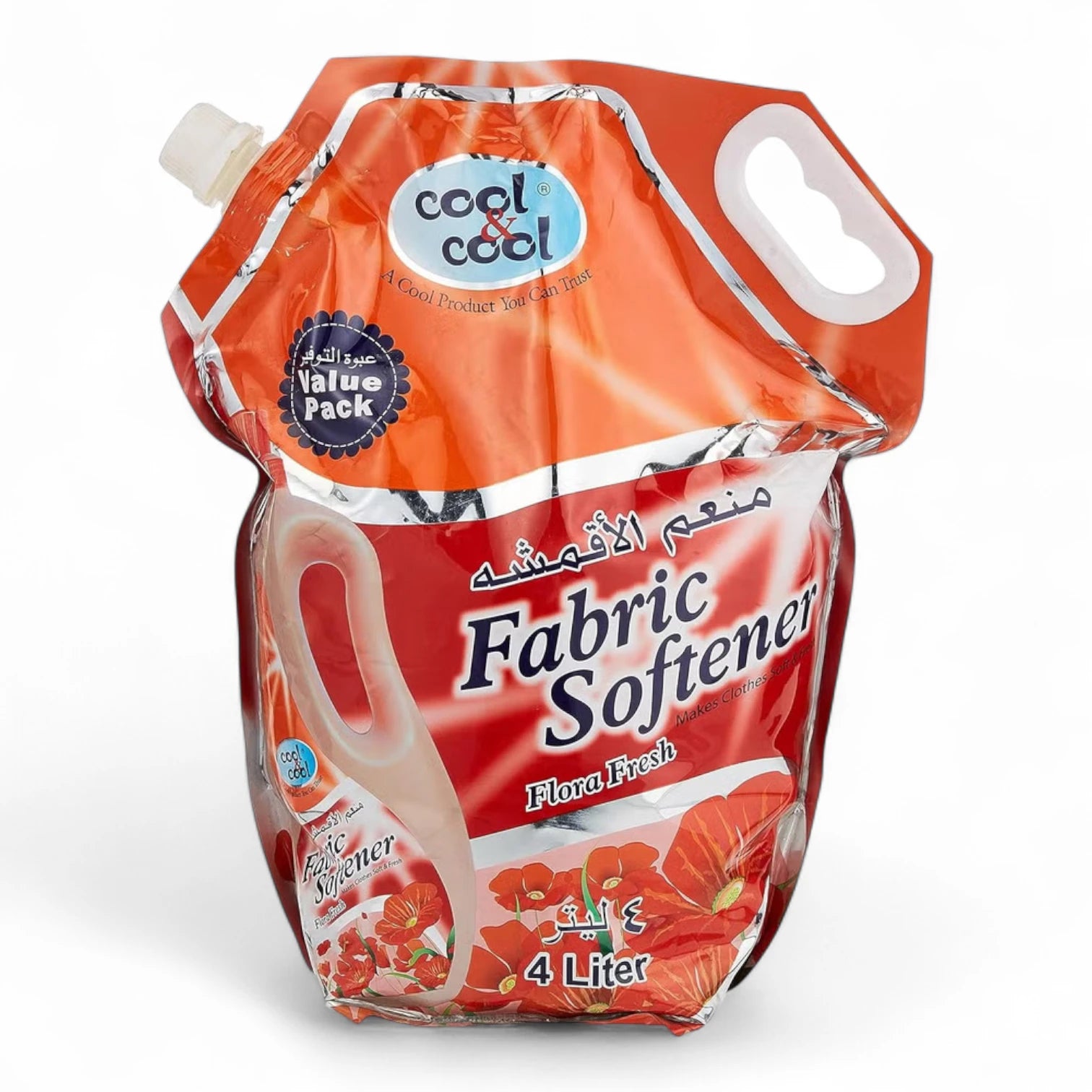 Cool & Cool Fabric Softener Flora Fresh – 4 Liter Value Pack Pouch | Long-Lasting Floral Scent, Gentle Fabric Care, Soft & Fresh Laundry Essential - Damoo