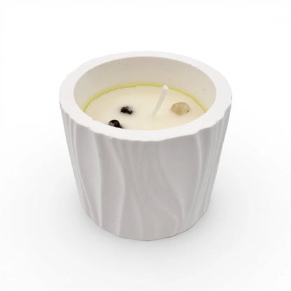 Luxury Scented Candle in Textured Ceramic Jar, Hand Poured Long Lasting Aromatherapy Candle for Home Décor & Relaxation - Multi Design (6H x 7L x 7W CM) - Damoo
