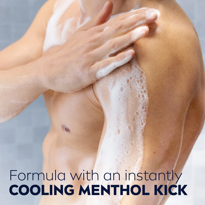 NIVEA MEN Cool Kick Shower Gel 250ml – 3in1 Body Face & Hair Wash with Icy Menthol 24H Fresh Effect pH Balanced Daily Cleanser - Damoo