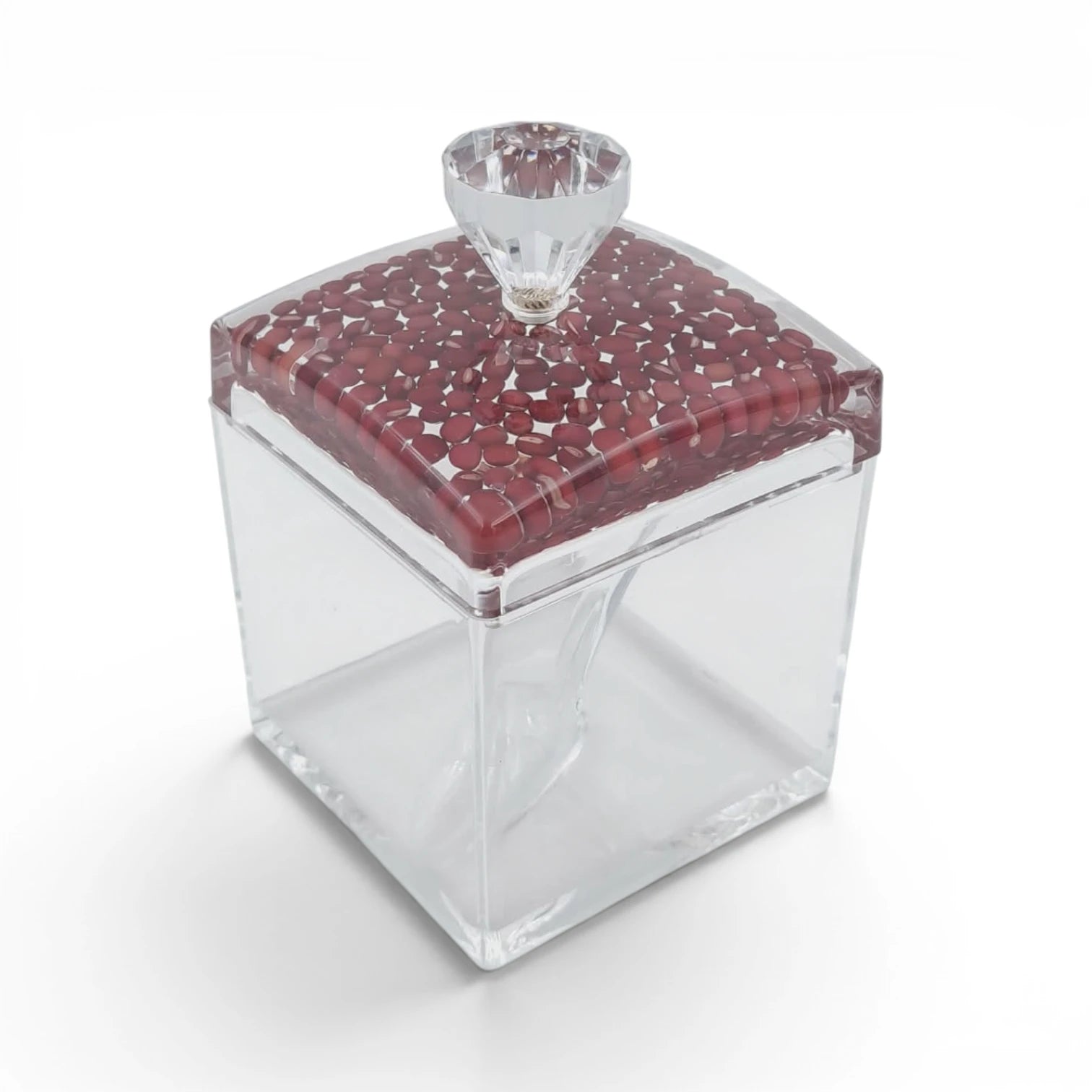 Acrylic Sugar Jar with Lid and Spoon, Clear Storage Container for Candy Condiments Spices, Decorative Kitchen Organizer, Available in 2 Designs - Damoo