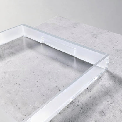 Clear Acrylic Serving Tray with Gold & Silver Edge Design – Modern Rectangular Organizer Tray (4H x 45L x 30W CM) - Damoo