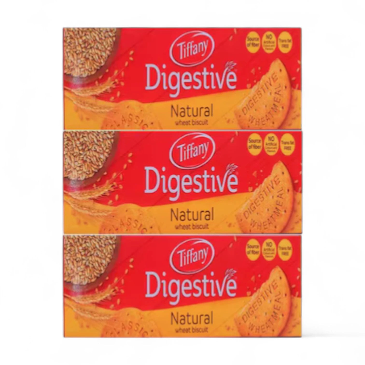 Tiffany Digestive Natural Wheat Biscuits 250g x 3 Pack (Buy 2 Get 1 Free) – Classic Fiber-Rich Snack | No Artificial Flavors | Trans Fat Free | Special Offer - Damoo
