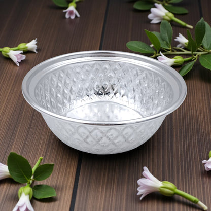 وعاء تقديم فاخر من الألومنيوم المنقوش مع غطاء - 15 سم، وعاء تقليدي لتخزين الأطعمة الساخنة وأدوات المائدة - مقاوم للحرارة بتصميم شرق أوسطي للأرز والكاري والحساء والتمر والحلويات - خفيف الوزن ومتين 