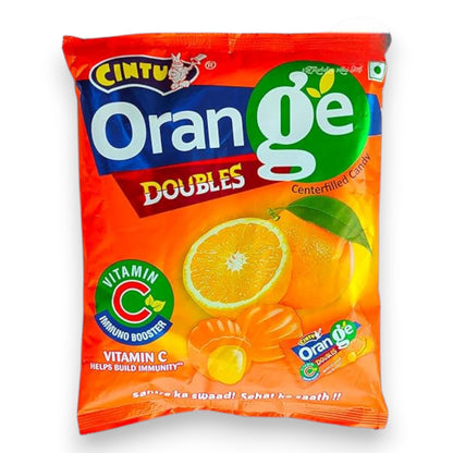Cintu Orange Doubles Centerfilled Candy – Vitamin C Immuno Booster | Juicy Orange Flavour Filled Candy | Individually Wrapped Sweets Pack for Kids & Adults | 150 PCS Family Pack