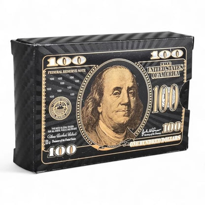 Rhode Island Novelty Black Foil $100 Bill Playing Cards – Fun & Unique Card Deck for Games, Parties, and Collectors - Damoo
