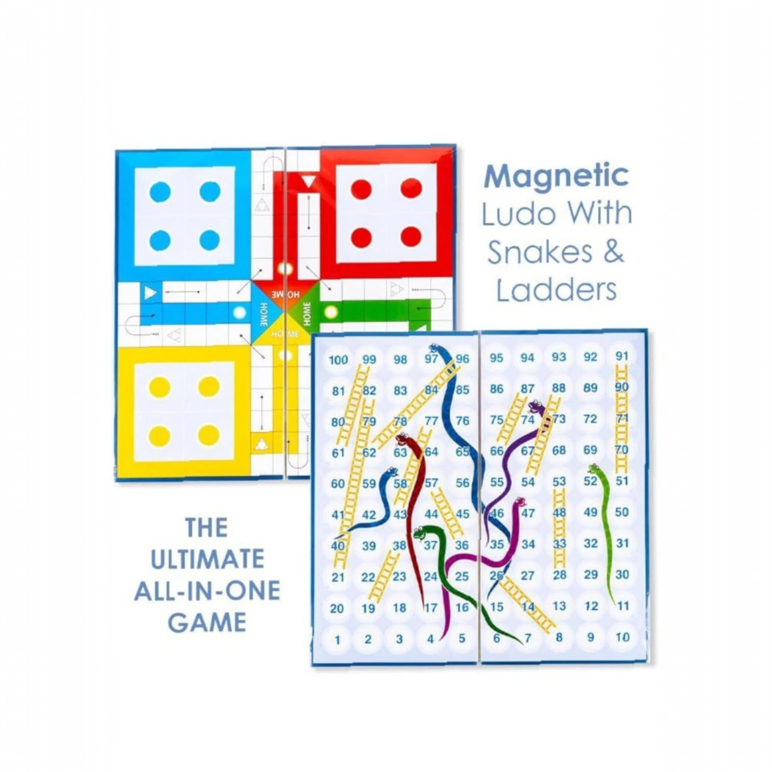 Magnetic Ludo & Snakes and Ladders Board Game Set for Kids & Adults | Classic Family Fun Multiplayer Game | Educational & Travel-Friendly Toy for Age 3+