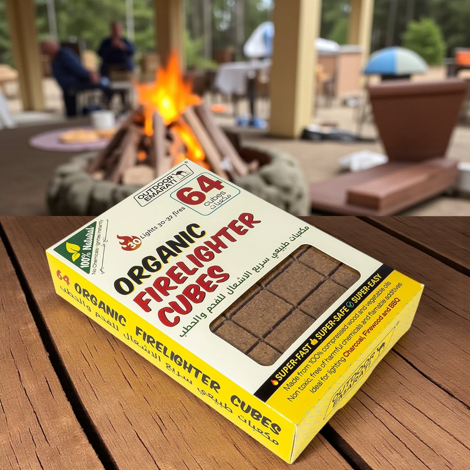 Outdoor Emarati Organic Firelighter Cubes – 64 Natural Fire Starter Cubes for Charcoal, Firewood, BBQ, Fireplace & Camping – Super Fast, Safe & Eco-Friendly