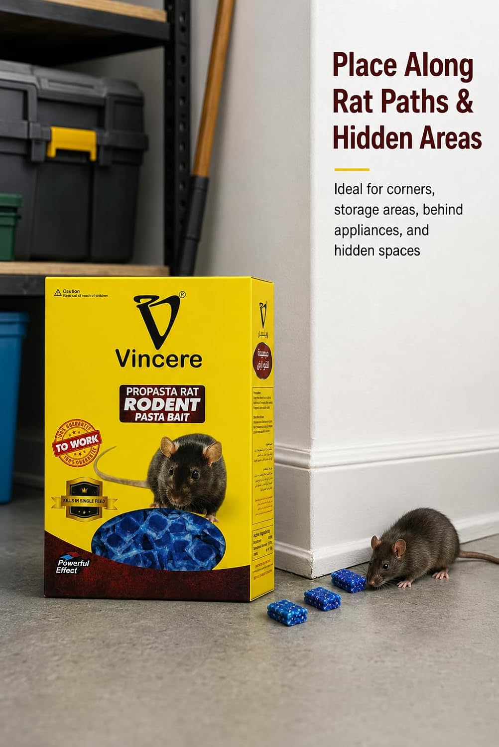 Vincere Rodent Pasta Bait for Rats and Mice – 100g | Restricted Use Pesticide | Rat Control Bait | Ready-to-Use Blue Paste Bait Blocks for Indoor and Around-Building Rodent Control