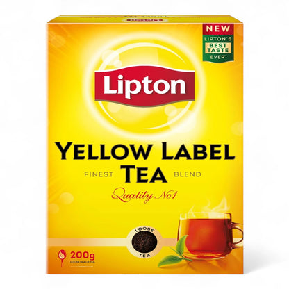 Lipton Yellow Label Black Loose Tea – 200g | Rich & Aromatic Black Tea Leaves for Hot or Iced Brewing | Bold Flavor & Uplifting Aroma - Damoo