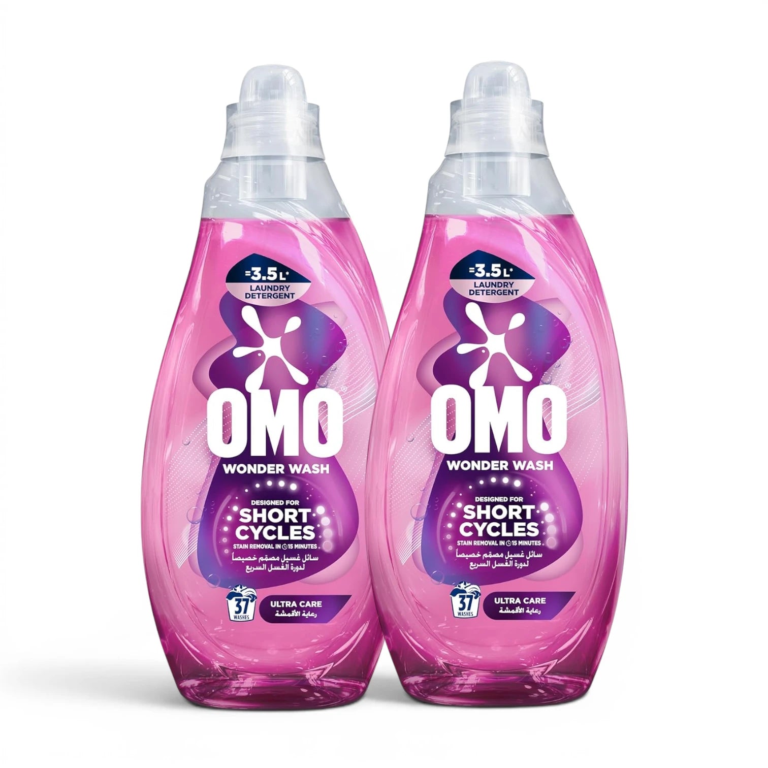 OMO Wonder Wash Liquid Laundry Detergent Ultra Care 1480ml x2 Pack – Fast 15-Minute Stain Removal, Designed for Short Cycles, Gentle Fabric Care - Damoo